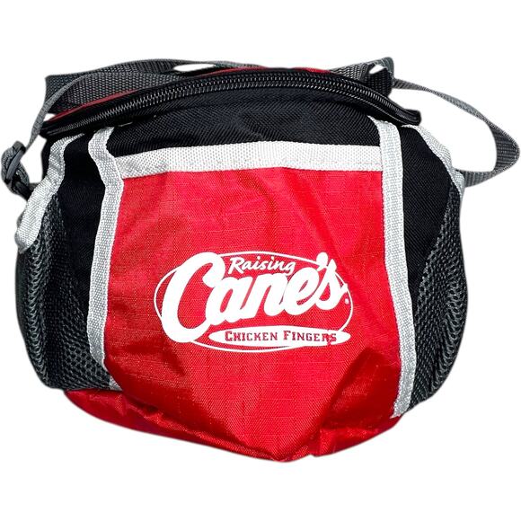 Raising Cane's Insulated Zip Top Round Side Pockets Long Strap Cooler - Picture 1 of 8